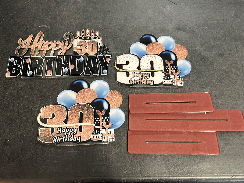 Photo 1 of LINGTEER Happy 30th Birthday Gold Acrylic Table Topper Centerpieces Set - Cheers to Thirty Years Old Birthday 30th Bday Party Gift Decorations.
