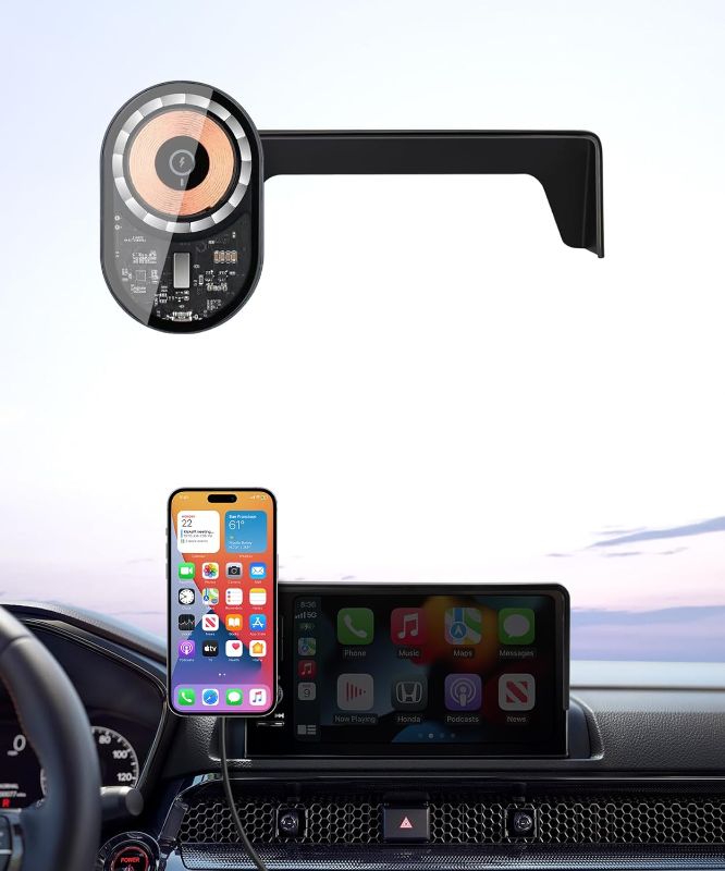 Photo 1 of Wireless Charging car Phone Holder for 2022-2025 Honda Civic/2025 Civic Hybrid/2023-2025 Civic Type R Accessories 7/9 inch Screen Fixed Clip,car Phone Mount Compatible with MagSafe
