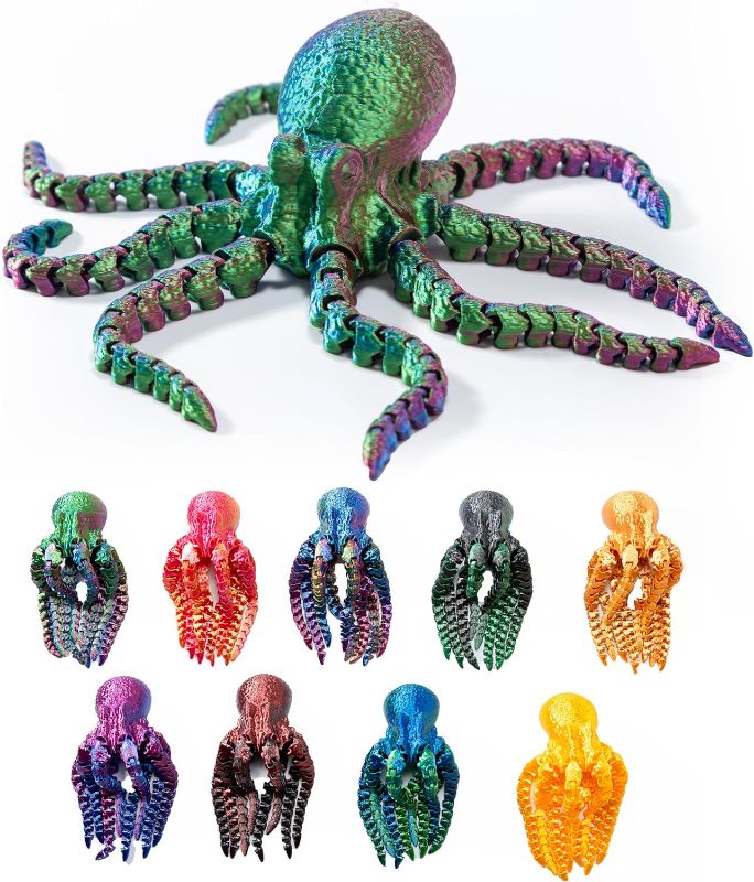 Photo 1 of Missing Two Legs** 22 Network 3D Printed Octopus Fidget Toy, Fun and Educational Animal Desk Toys for Kids, 4.0 inch, Desktop Pets Stuff, Ocean Lovers, and Easter Gifts (Green)
