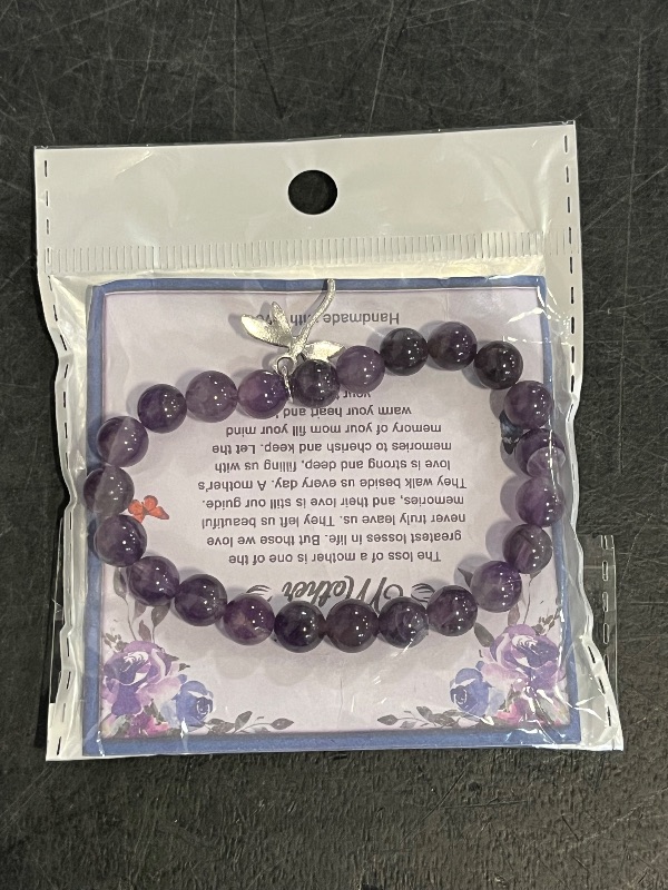 Photo 1 of 72ore Sympathy Gifts for Loss of Loved One Grief Gifts for Women Healing Crystal Bracelet Amethyst Bracelet Natural Stone Beaded Bracelet Bereavement Gifts for Loss of Mother
