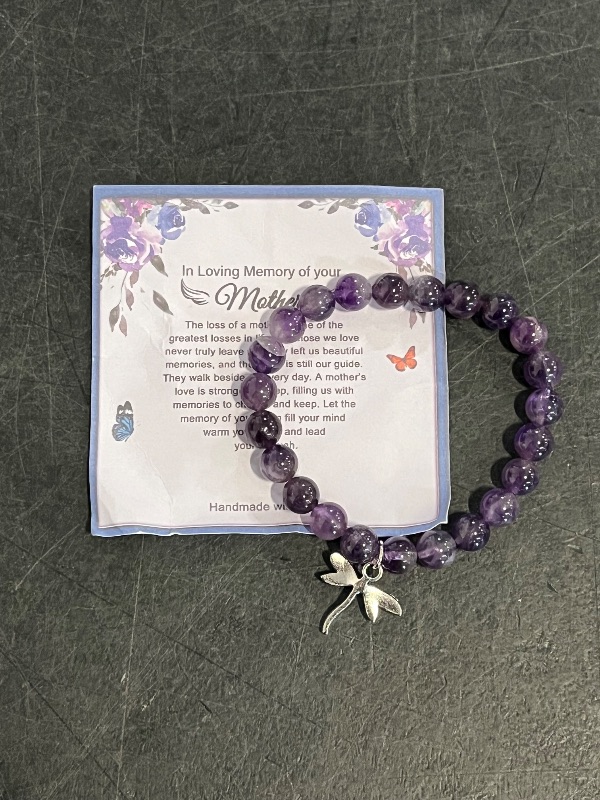 Photo 1 of 72ore Sympathy Gifts for Loss of Loved One Grief Gifts for Women Healing Crystal Bracelet Amethyst Bracelet Natural Stone Beaded Bracelet Bereavement Gifts for Loss of Mother
