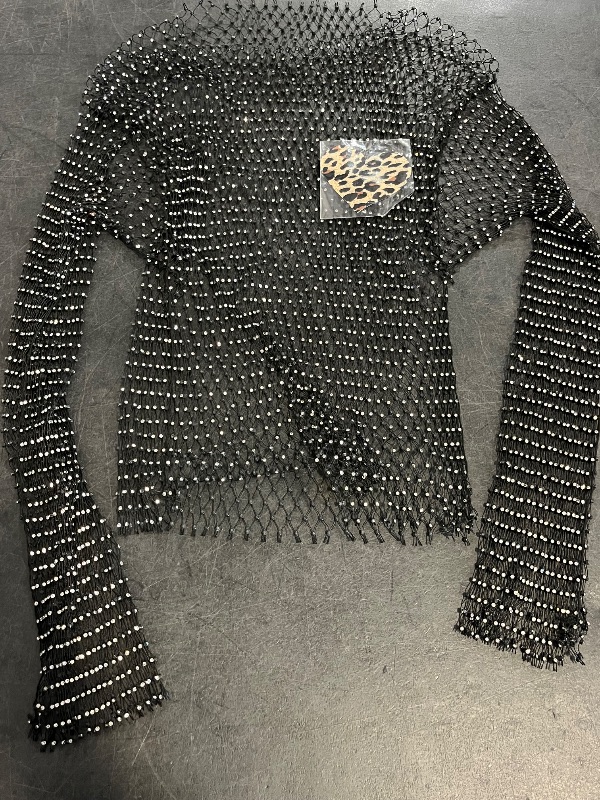 Photo 1 of M SweatyRocks Women's Y2K Top Rhinestone Sexy Going Out Top Long Sleeve Sparkle Party Club Mesh Shirt
