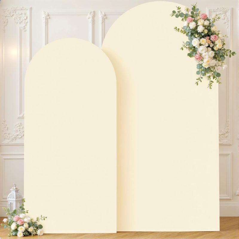 Photo 1 of Beige Arch Cover 2 Set-Beige Arch Backdrop Cover Spandex Wedding Arch Stand Covers for Bridal Shower Wedding Birthday Party Baby Showers