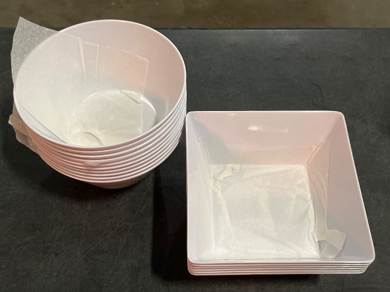 Photo 1 of 46 Item Kitchen Bundle , Includes 4 Plastic Square Plates(Not Microwavable), 6 Square Plastic Dipping Bowls(Not Microwavable), 10 Circle Soup Bowls (Not Microwavale) 2 Multipurpose Bins (3pack) , and 6 Different Color Tongs.