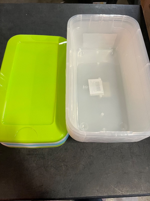 Photo 1 of 12 Shoe/Organizing Boxes , 6 White Lids, 6 Green Lids, 6 Turquoise 