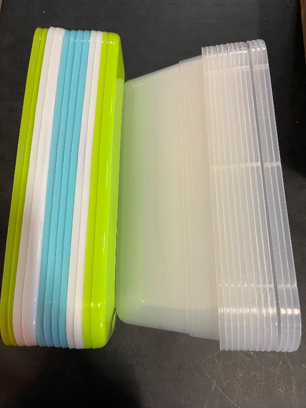 Photo 1 of 12 Shoe/Organizing Boxes , 6 White Lids, 6 Green Lids, 6 Turquoise 
