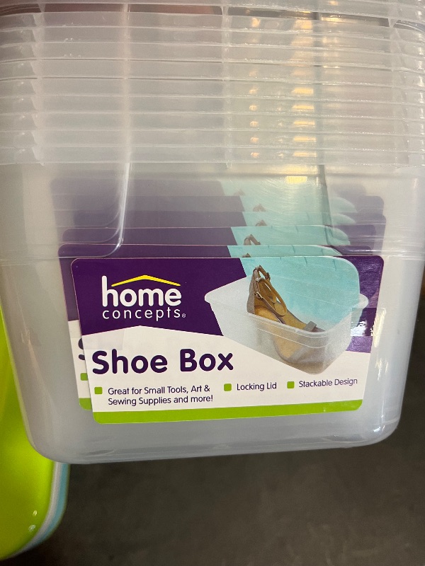 Photo 1 of 12 Shoe/Organizing Boxes , 6 White Lids, 6 Green Lids, 6 Turquoise 