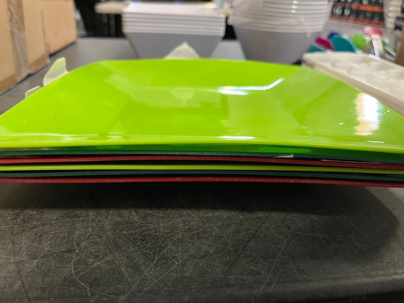 Photo 1 of 30 Item Kitchen Bundle , Includes 6 Square Plates(Red,Light Green,Dark Green), 1 2pack Ice Cube Tray, 6 Square Dipping Bowls(Not Microwable), 12 Circle Soup Bowls(Not Microwavable) and 5 Different Color Tongs