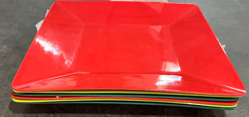 Photo 1 of 17 Item Kitchen Bundle Includes 6 Square Plates(Dark Green, Light Green, and Red) , 1 DishRack, 4 Square Dipping Bowls (Not Microwavable) and 6 Different Color Tongs