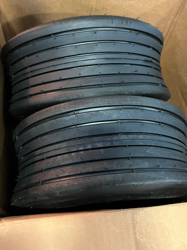 Photo 1 of Two 15x6.00-6, 15-6.00x6 Fits Hay Tedder Lawn Tires Heavy Duty 15/6.00-6 Lawn Tractor Mower
