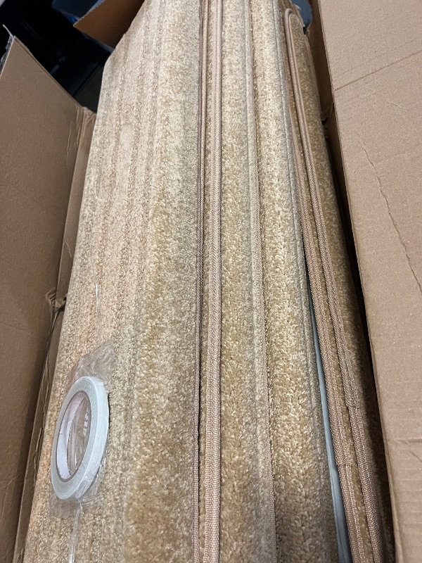 Photo 1 of Bullnose Stair Treads Non Slip , 14 Pcs Carpet Stair Treads for Wooden Steps Indoor with Edge Protection, Reusable Peel and Stick TPU Backing Stair Runner Rugs - Line Pattern Beige
