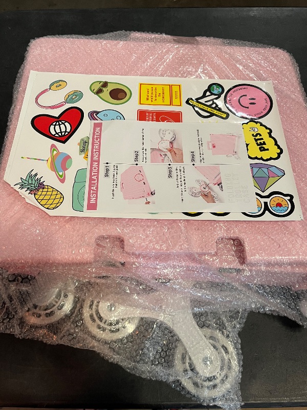 Photo 1 of Foldable Rolling Cart for Stair Climbing: Rolling Crate for Grocery File Office Book (Pink)
