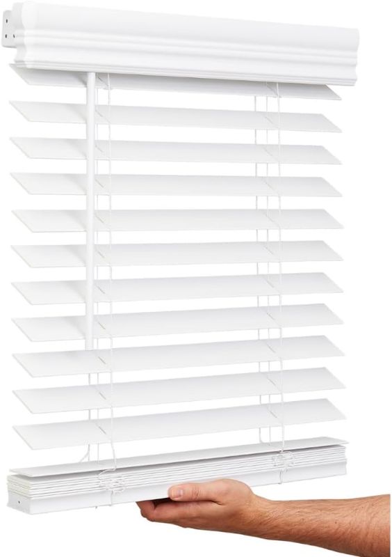 Photo 1 of Lotus & Windoware Cordless, 2 Inch Faux Wood Blind, 22" Wide x 36" Long, Window Blinds, Blinds & Shades, Blinds for Indoor Windows, Smooth, Bright White - 22" x 36",Bright White

