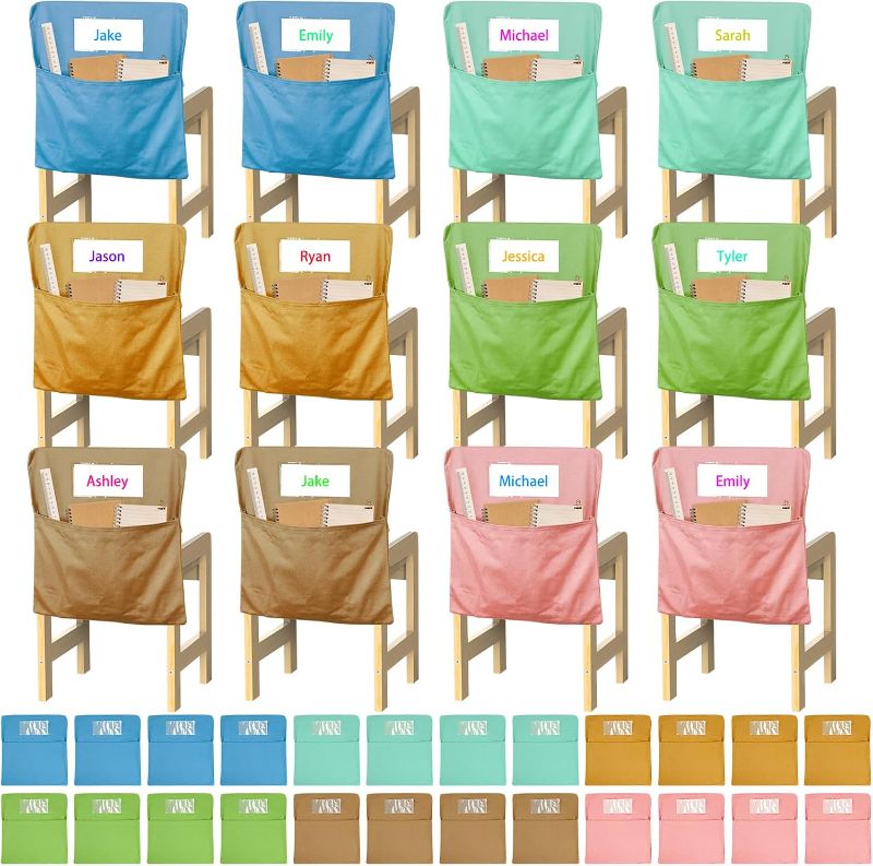Photo 1 of 24 PCS Chair Pockets for Classrooms, 20"x17.7" Student Chair Organizers for Seating and Storage, Durable Seat Sacks for K-2, School and Home Use (Morandi 6 Colors, Large)
