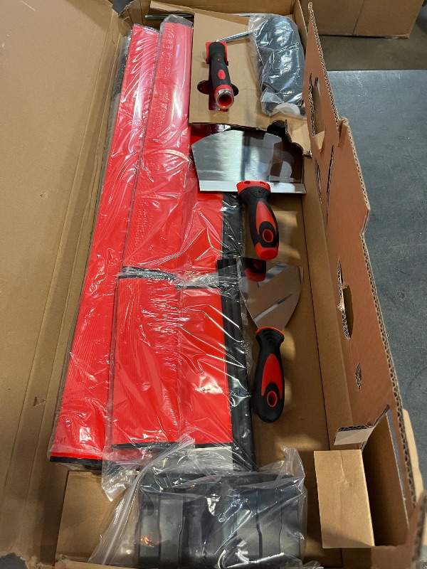 Photo 1 of DEKEones Drywall Skimming Tools Set with 10”24”32” Skimming Blades, a Paint Roller, a Extension Pole and 3 Kinds of Putty Knife Tools for Smoothing Wall and Ceiling