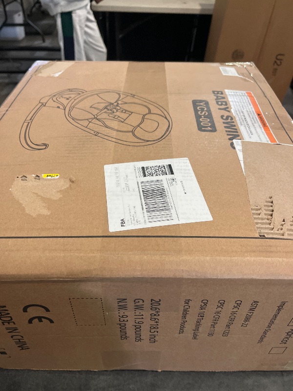 Photo 1 of Baby Swings for Infants to Toddler, Portable Baby Swing for Indoor and Outdoor, Infant Swing for Newborn with Remote Control, 5 Speeds, 5-Point Harness, and 10 Preset Lullabies (Grey)