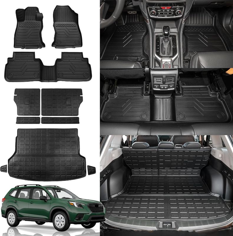 Photo 1 of Rongtaod Floor Mats Compatible with 2019-2024 Subaru Forester Trunk Mat Cargo Mat Cargo Liner Back Seat Cover Protector 2023 Forester Accessories (Trunk Mats+Backrest Mats+Floor Mats)
