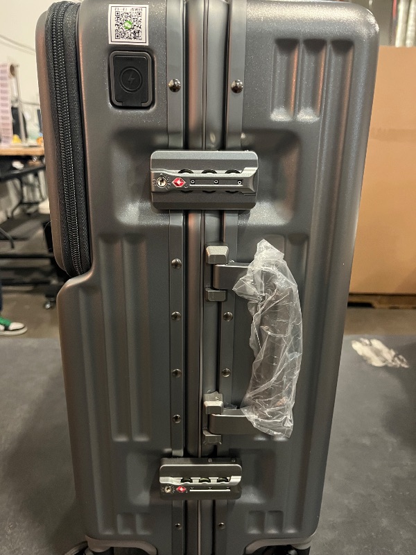 Photo 1 of LEOVEN Front Open Hardside Luggage, LS-2518 PC Hard Shell Suitcase with Cup Holder, USB, Aluminium Frame, TSA Customs Lock, 360° Double Spinner Wheels with Brake and Shock Absorber, Waterproof

