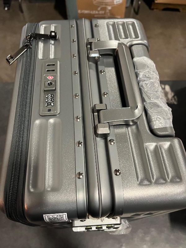 Photo 1 of LEOVEN Front Open Hardside Luggage, LS-2518 PC Hard Shell Suitcase with Cup Holder, USB, Aluminium Frame, TSA Customs Lock, 360° Double Spinner Wheels with Brake and Shock Absorber, Waterproof
