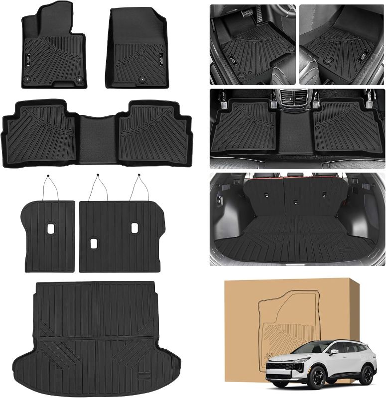 Photo 1 of Peleus Floor Mats for Kia Sportage 2023-2025 (Not FIT PHEV) Floor mats,TPE All Weather Protection 2 Rows Car Floor Liners with Cargo Liner Backrest Mat for Kia Sportage Hybrid

