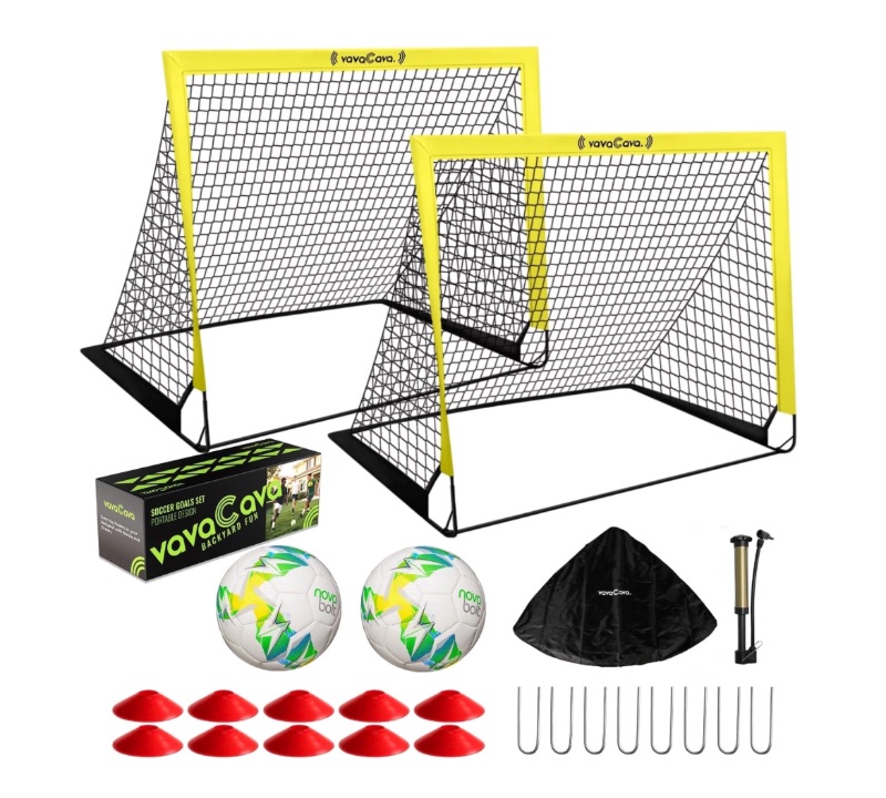 Photo 1 of Missing Balls, and Pump**
VavaCava Portable Soccer Goals Set for Backyard 2 Nets, 10 Marker Cones, Carry Bag, Soccer Training Equipment 