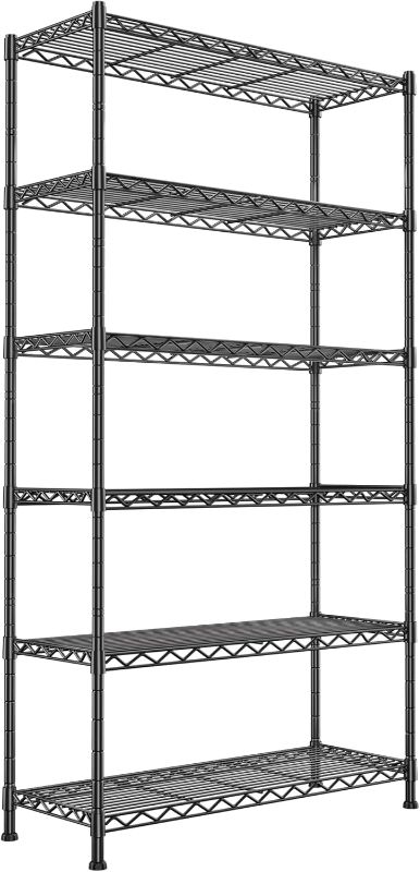 Photo 1 of GIOTORENT 6-Wire Garage Shelving Storage Shelves, Metal Shelf Organizer 2100Lbs Capacity, Kitchen Storage Adjustable Shelf for Laundry Bathroom Pantry Closet, Black 
