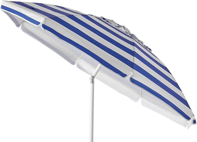 Photo 1 of 7ft Beach Umbrella with sand anchor & Tilt pole Sun Shelter, UV 50+ Protection Outdoor Sunshade Umbrella with Carry Bag for Patio Garden Beach Pool Backyard
