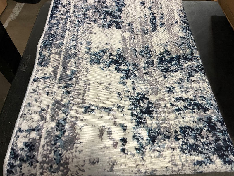 Photo 1 of Keen Home Design Area Rugs - 5x8 Non-Shedding, Abstract Rugs for Kitchen, Living Room, Bedroom, Dining Room, Entryway - Size: 5'3" x 7'7", Navy/Grey/White
