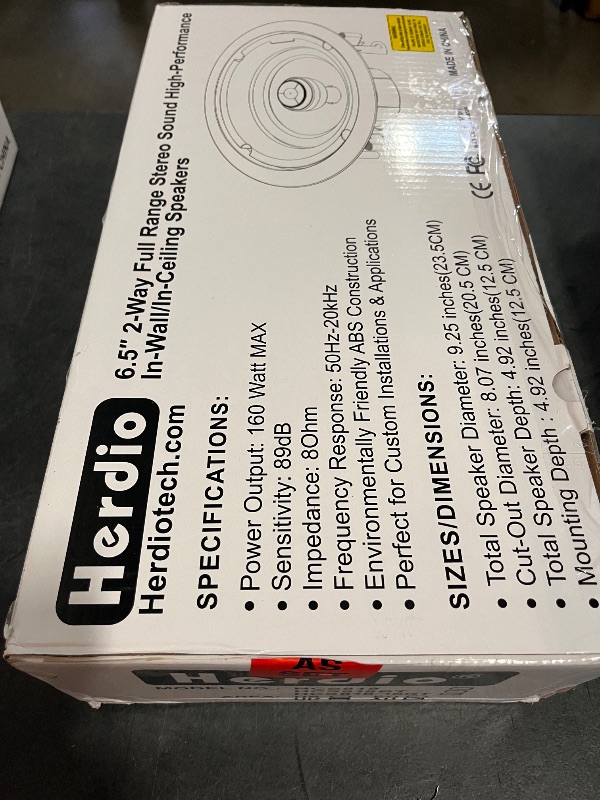 Photo 1 of Herdio Home Audio Package in Wall Bluetooth Amplifier Volume Control Receiver Wall Plate with 6.5 Inch 640W Ceiling Speakers(2 Pairs)
