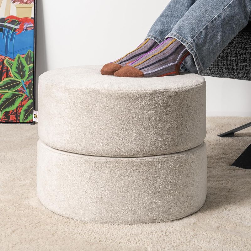 Photo 1 of Colors are Different ** Pouf Ottoman Foot Rest Stool, Full Foam Filling Footstool for Couch, Living Room, Bedroom, Modern Comfor Floor Poof Seating