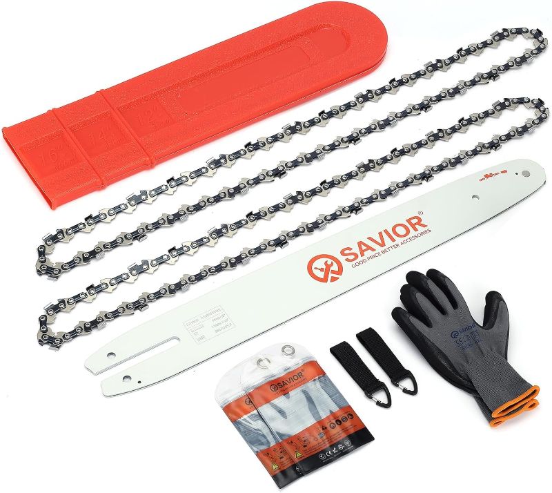 Photo 1 of Savior 16 Inch Chainsaw Bar and R55 Chain Combo, 3/8"LP Pitch .043" Gauge 55 Drive Links Fit Stihl MS 170 MS 171 MS 180 MS 180 C-BE MS 181 C-BE, Replace 164MLEA074 16" Bar(2 Chains+ 1 Bar)
