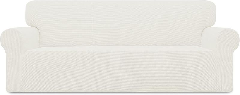 Photo 1 of Easy-Going Stretch Sofa Slipcover 1-Piece Sofa Cover Furniture Protector Couch Soft with Elastic Bottom for Kids, Polyester Spandex Jacquard Fabric Small Checks (Sofa, Cream)
