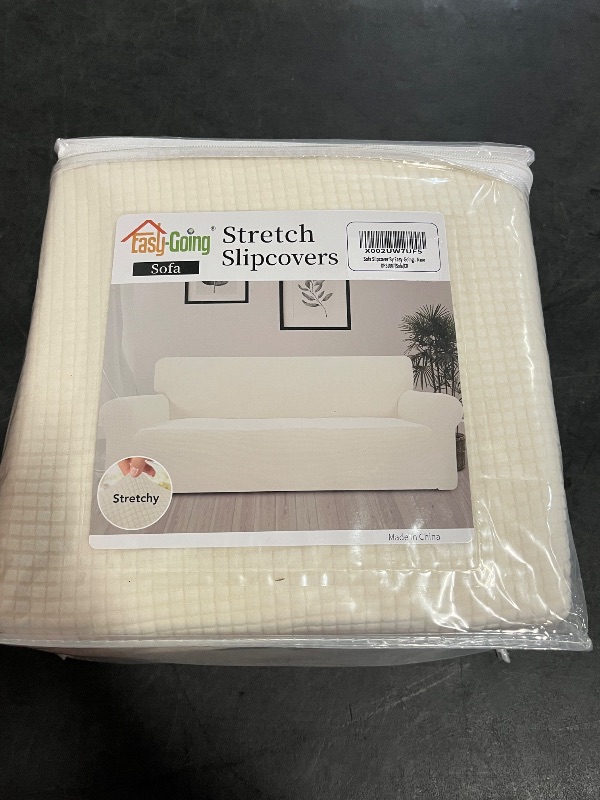 Photo 1 of Easy-Going Stretch Sofa Slipcover 1-Piece Sofa Cover Furniture Protector Couch Soft with Elastic Bottom for Kids, Polyester Spandex Jacquard Fabric Small Checks (Sofa, Cream)
