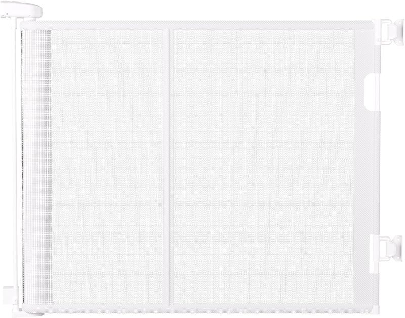 Photo 1 of 120 Extra Wide Baby Gate – 34 Tall Retractable Pet Gate for Large Openings, Hallways, Room Dividers – Mesh Safety Barrier for Indoor Outdoor Use, White
