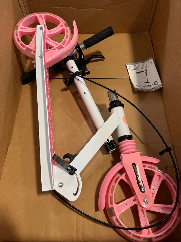 Photo 1 of Kick Scooter for Kids Ages 8+ Teens & Adults, with Front handbrake and Rear Brake, and Adjustable Handlebars, Big Sturdy PU Flash Wheels Great Gift & Toy
