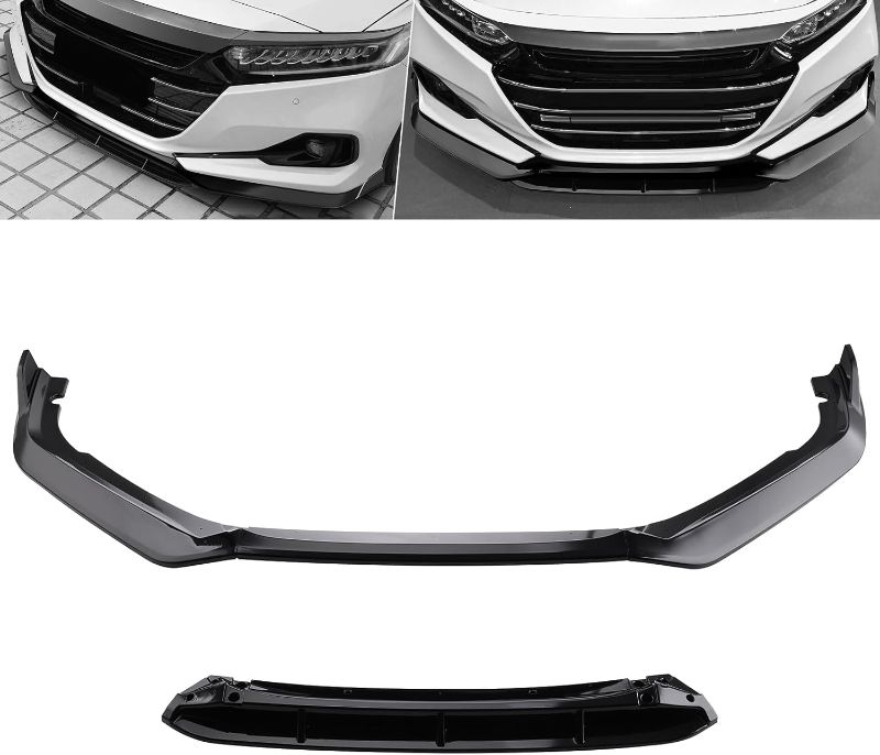 Photo 1 of MotorFansClub 4Pcs Front Bumper Lip Fit for Honda Accord 2021 2022 Front Chin Splitter Spoiler, Glossy Black

