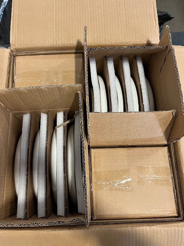 Photo 1 of 24 Piece White Ceramic Plates and Bowls Sets for 8, Reactive Glaze Stoneware with Coastal Line Look | Ideal for Holiday Entertaining, Thanksgiving, and Large Family Meals