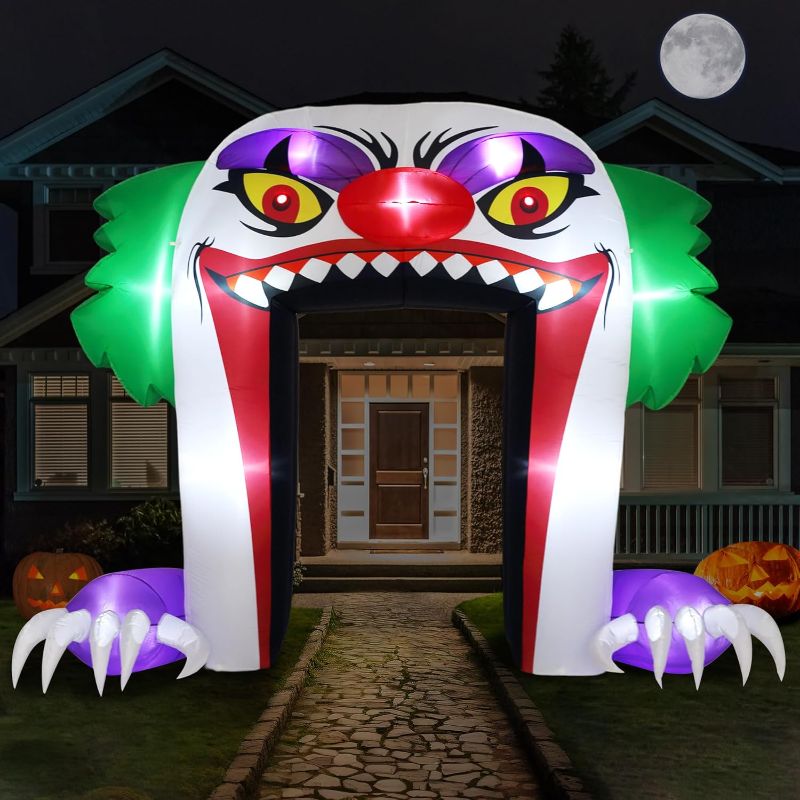 Photo 1 of ZPISF Giant 10 FT Halloween Inflatables Clown Archway Outdoor Decorations, Scary Halloween Arch Blow Up Yard Decorations for Front Yard Lawn Garden Decor
