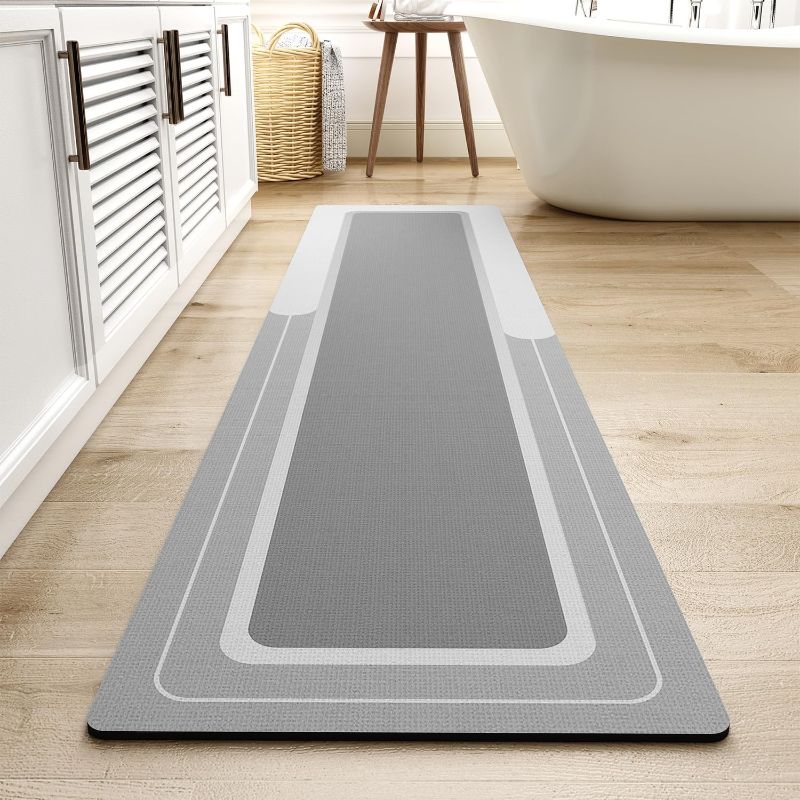 Photo 1 of MontVoo-Bath Mat Runner Long Bathroom Mat Rug Non Slip Super Absorbent Stain Resistant Quick Dry Thin Bathroom Rug Fit Under Door-Bath Mats for Bathroom Floor Bathtub Vanity-Bathmat
