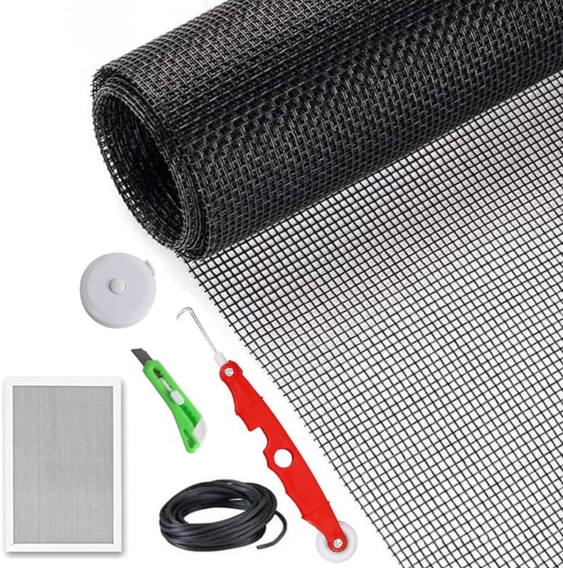 Photo 1 of Window Screen Replacement Kit Width:48in Length:158 Fiberglass|Includes Full Set of Tools | Suitable for Windows, Screen Doors, and Courtyards | UV Resistant and Durable | Easy to Install
