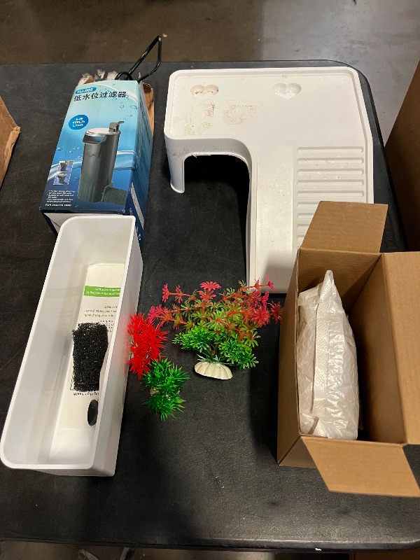 Photo 1 of (Tank + Light + Filter + Filter Balls) Turtle Tank Kit, Turtle Tank Starter Kit,Bottom Drainage, Multi-Function Areas for Turtles, Crabs,Fishes, Amphibians,Reptiles. (15.75 x 8.64 x 8.64 Inch)