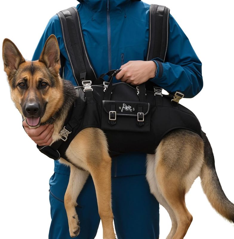 Photo 1 of XXL Dog Backpack Carrier - Spine-Friendly for Large Dogs(36-66lbs) Horizontal Design Dog Carrier with Adjustable Back Straps for Joint Injuries, Arthritis, Ideal for Stairs, Elderly Dogs(Size XXL)
