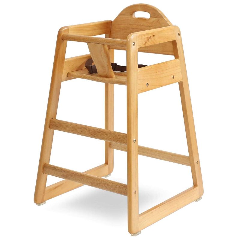 Photo 1 of Wooden High Chair for Baby & Toddler – Restaurant-Style Stackable HighChair with Commercial Grade Solid Wood for Dining Table & Kitchen – Compact & Portable Design for Home & Restaurant Use -Natural
