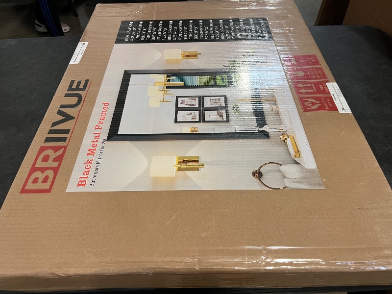 Photo 1 of Factory Sealed** 22x30 Inch Black Bathroom Mirror for Wall, Thick Metal Framed Rectangle Mirrors for Over Sink, Bedroom, Living Room, Entryway, Anti-Rust, HD Tempered Glass
