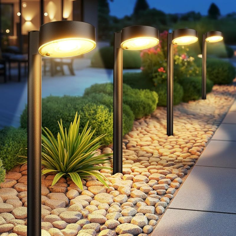Photo 1 of 8 Pack Solar Pathway Lights Outdoor, 12 Brighter LED Solar Lights Outdoor Waterproof, Up to 12 Hrs Modern Path Light for Yard Garden Walkway Driveway Lawn (8 Pack)