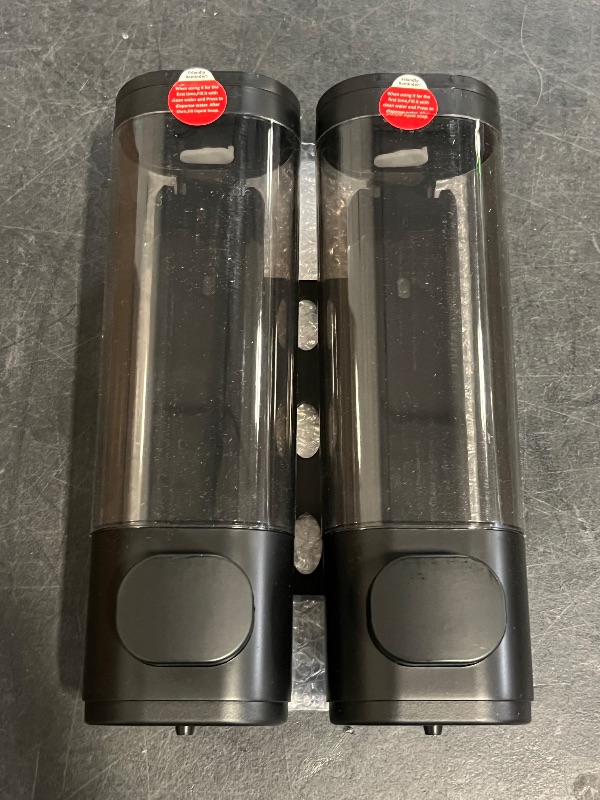 Photo 1 of 2-Chamber Soap Dispensers Wall Mount,400ml Bathroom Shower Dispenser,Press Manually Lotion Shower Soap Dispenser Use for Home,Bath,Kitchen,Hotels,Apartment,Restaurants(Black)
