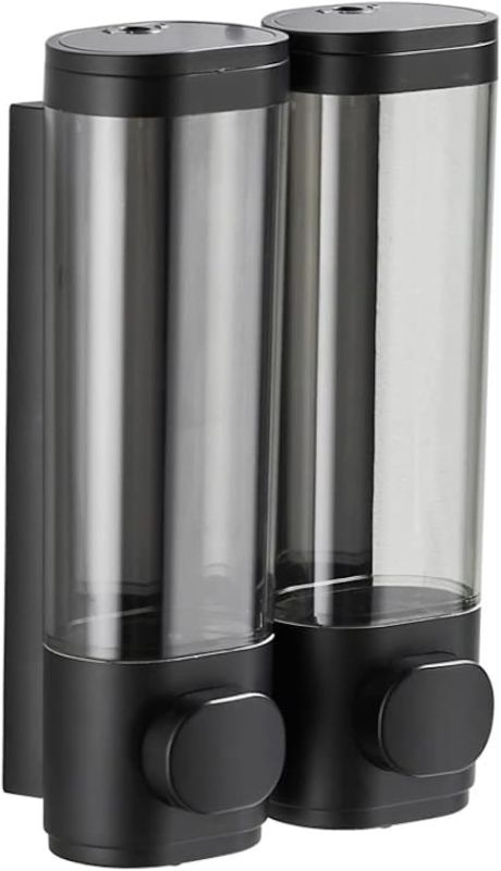 Photo 1 of 2-Chamber Soap Dispensers Wall Mount,400ml Bathroom Shower Dispenser,Press Manually Lotion Shower Soap Dispenser Use for Home,Bath,Kitchen,Hotels,Apartment,Restaurants(Black)
