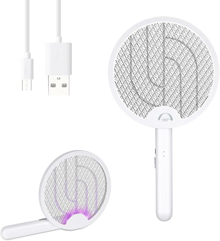 Photo 1 of Electric Fly Swatter 4000V, Bug Zapper Racket Indoor with USB Rechargeable, Mosquitoes Trap Lamp Rechargeable with 1200mAh Battery for Indoor Mosquito Bat, Fruit Fly Killer for Home