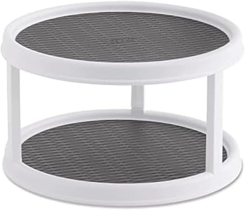 Photo 1 of Copco Non-Skid Turntable, 2-Tier, 12-Inch, Durable & Easy Clean, White/Gray