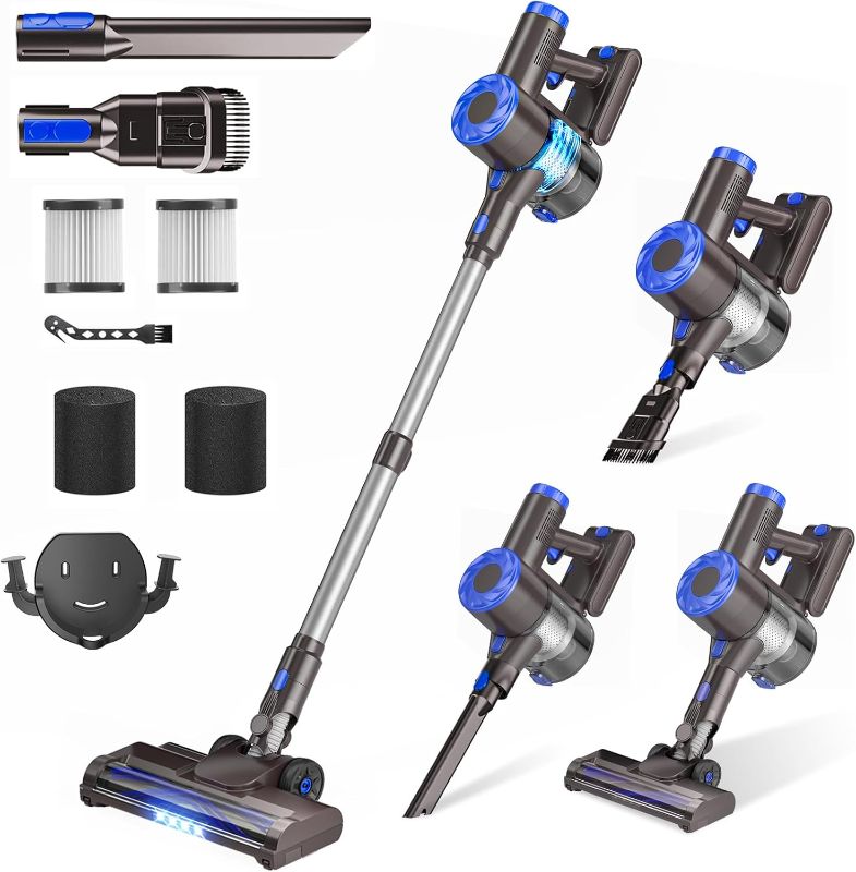 Photo 1 of Cordless Vacuum Cleaner, Super Power Suction Stick Vacuum Cleaners with 2200 mAh Battery,8-in-1 Lightweight Self-Standing, 35 Mins Runtime for Home Low-Pile Carpet Pet Hair